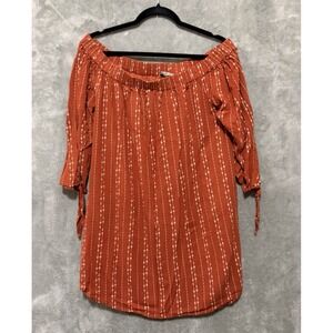 Miss Me‎ Off Shoulder Orange Arrow Dress Large Western Lined Country